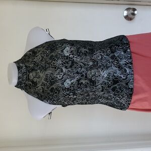 Vintage Michaelangelo Women's Black and Silver Halter Top sz8